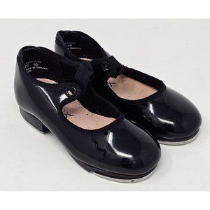 Capezio Tap Shoes Black‎ Patent Leather Girls Size 8 Dance Shoes